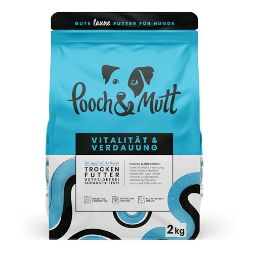 Pooch & Mutt - Vitalität & Verdauung, Getreidefreies Hundetrockenfutter für Empfindliche Hunde, Lachs und Süßkartoffel, 2 kg Pooch & Mutt - Vitalität & Verdauung, Getreidefreies Hundetrockenfutter für Empfindliche Hunde, Lachs und Süßkartoffel, 2 kg