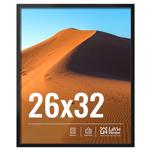 LaVie Home 26x32 Picture Frame for Wall Display, 26x32 Black Picture Frame with HD Plexiglas, 26 x 32 Photo Frame 1 Pack, Display Frame for Vertical or Horizontal, Classic Collection