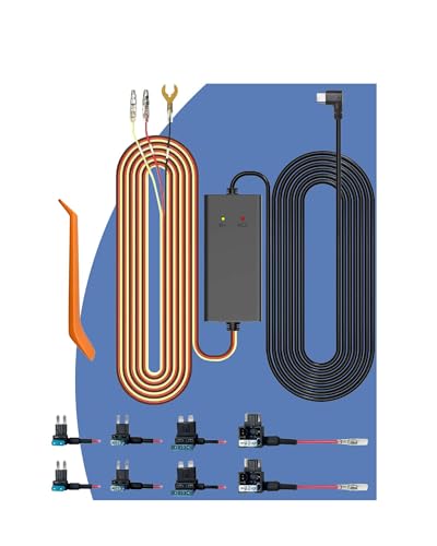 USB-C Dash Cam Hardwire Kit – Acc Power Cable with 24/7 Parking Mode & Low Voltage Protection, Compatible with Redtiger, Wolfbox, Vanture, Viofo, TERUNSOUL and Most Dash Cameras, 4 Fuse Tap Sets