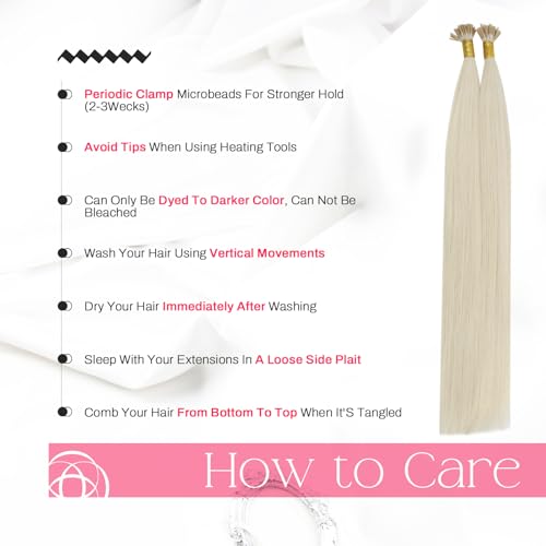 Image of Moresoo I Tip Hair Extensions Human Hair, Platinum Blonde, 24 Inch