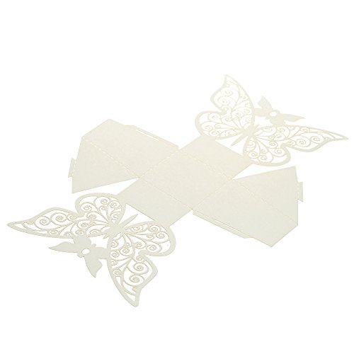 Decdeal Caixas de doces com fita delicada esculpida borboleta elegante bolsa de doces para festa de