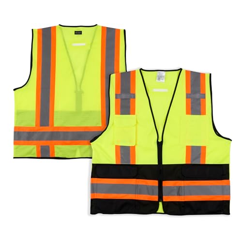 Image of Restaurantware Reflective Safety Vest 20 Count 29.213 x 30.315 Inches High Visibility Multi-Pocket Zipper Front Safety Vest