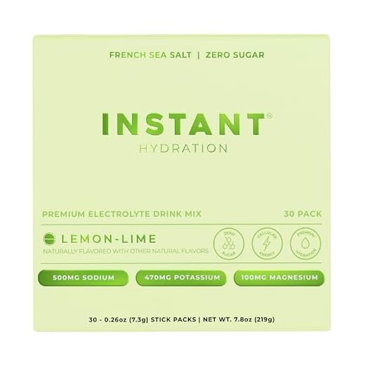 Instant Hydration Electrolytes Powder Packets - Lemon Lime Drink Mix - Zero Sugar - Keto, Vegan, Gluten-Free, Non-GMO - Boost Recovery, Brain Health, Muscle & Tissue Support- 30 Sticks
