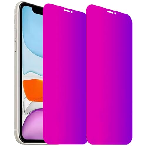 BWEDXEZ 2 Pack Anti-Blue Privacy Tempered Glass for iPhone 11 / iPhone XR Anti-Spy Screen Protector Film Electroplated Gradient Colorful 6.1 inch