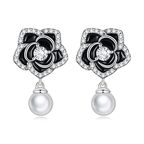 Boucles d'oreilles camélia pour femmes anti-allergies et légères