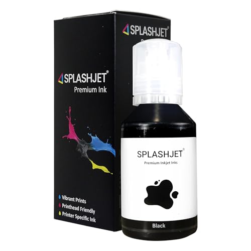 Image of Splashjet 008 Compatible Pigment Ink for Epson L15150, L15160, L6460, L6550, L6570, L6580, M15140, M15180 Printer - Ink Bottle for Epson 008 Ink Code - (120gm x 1 Black) Ink Bottle - 501807
