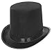 Produktbild EOZY Zylinder Hut Herren Damen Hoher Hut Erwachsenenhut mit Satinband Top Hat Partyhut für Zauberer Karneval Fasching (Kappenhöhe 16cm, Schwarz)