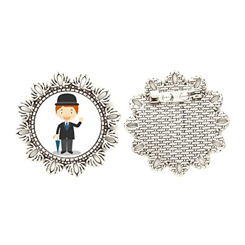 Broche de plata de caballero negro inglés con acabado pulido 1