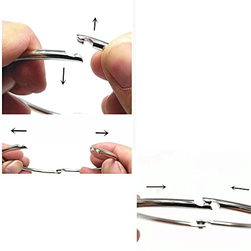 2 Inch Pack of 20 Easy to Open and Close Solid Metal Curtain Ring with Hook,Movable Clasp Suitable for Fixed and Not Fixed Pole Curtain Rings/Hooks Set Drape,Heavy Drapery,Silver(2" Interior Diameter)