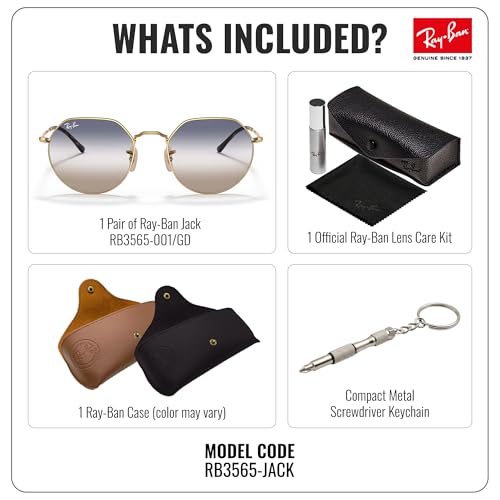 Image of Ray-Ban RB3565 JACK Square-Round Shaped Sunglasses for Men & Women with Official RAYBAN Eyewear Kit
