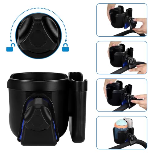 Image of Accmor Wheelchair Cup Holder with Phone Holder, Universal 360 Rotatable Walker Cup Holder Rollator Scooter Accessory