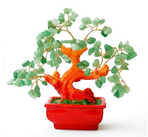 Arbol de la Vida Piedras Naturales 100% Genuinas Arbol de la Vida Decoracion Cristales Curativos Cirstales Terapias Yoga (Aventurina Verde, 20 cm Mediano)