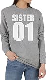 Schwester und Tante Geschenk - Sister 01 - XL - Grau meliert - Sister 01 Pullover - JH030 - Sweatshirt Pullover Herren und Damen