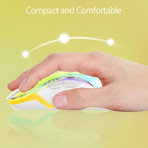 Image of memzuoix 2.4G Wireless Mouse with Customizable Cover & 9-Color LED - Rechargeable Ergonomic, 1400 DPI, 5 Buttons, USB Receiver for PC /Mac - Yellow