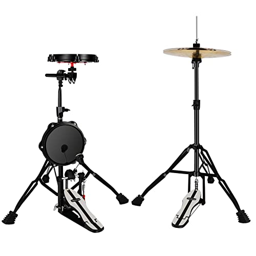 Ranming Practice Drum Pad Stand Kit,Silent Drum Pad Set，Drum Set Practice Kit With 1 Bass Drum Pedal,Hi-Hat Pedal,2 Drum Stand,Cymbal, Dumb Drums For Beginners Adults. #TOP21