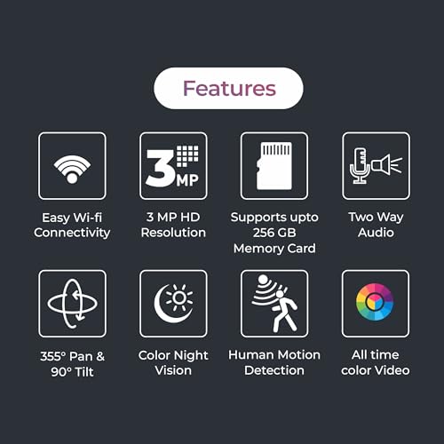 Image of MANOMAY 3MP Wi-Fi Protect Pro Mini Pan-Tilt Camera | BIS-ER (STQC Certified) WiFi CCTV Camera | Full Color Night Vision | Smart Tracking | 2-Way Audio | Memory Card & Cloud | Alexa Support