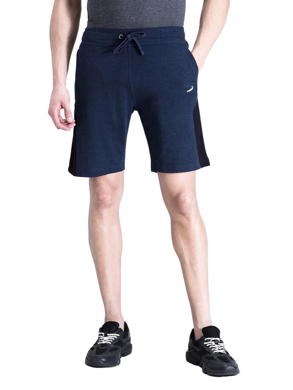 crocodile Men Solid Slim Fit Track Shorts | Mid Rise | Drawstring Waist | Above Knee Length | Casual Sports Lounge Shorts Grey Melange-picture-28