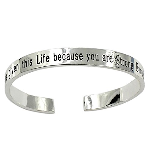 YOYONY Sterling Silver You were Given This Life You are Strong Enough to Live Inspirational Bracelets