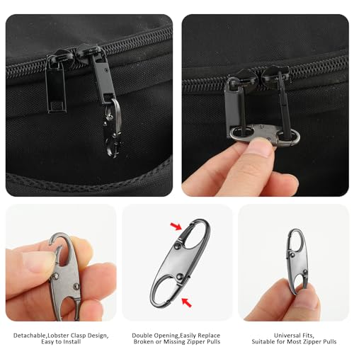 Mabor Clipes de zíper antifurto, 4 peças, pequenos fechos de zíper, mini ganchos de pressão para moc