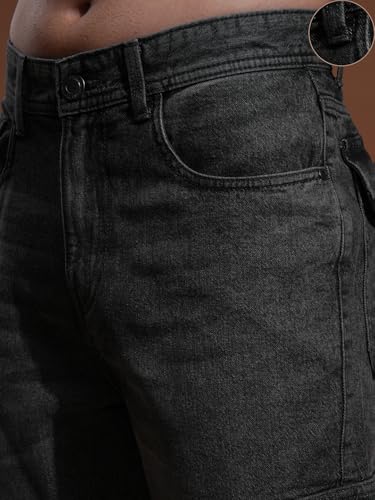 Image of Highlander Men Men's Relaxed-Fit Cargo Pocket Jeans | Clean Look | Cotton Comfort | Utility Style| Cargo Jeans for Man