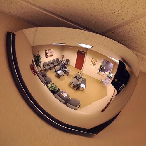 Yinxiufa 安全ミラー カーブミラー アクリル安全ミラー ガレージミラー 道路反射鏡 広角鏡 1/4凸面ミラー 凸面鏡 接着タイプ 室内専用 アウトドア交通広角レンズ 防犯ミラー 半球状の凸面鏡 店舗 工場 車庫 駐車場 カーポートや死角 事故防止に