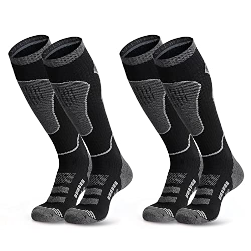visionreast 2 Pares Calcetines de Esquí Hombre y Mujer Calcetines Termicos Lana Merino Calcetines Hasta la Rodilla Deporte de Invierno Socks para Snowboard Cover