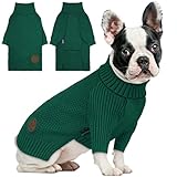 Picture of cyeollo Dog Sweater Pullover Turtleneck for Dogs, Classic Knitwear Fall Winter Cold Weather Dog Clothes Warm Pet Apparel Small Medium Large Dog Sweaters, Green XL