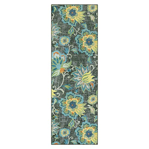 Beeiva Floral Washable Kitchen Runner Rugs, 2X6 Green Modern Plant Bathroom Hallway Runner Rugs With Rubber Backing, Carpet Runner Rug For Hallways Bedroom Entryway Laundry Room #TOP1