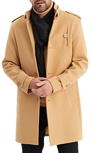 Leif Nelson Mantel Herren braune Jacke Kurzmantel Slim Fit Wollmantel...