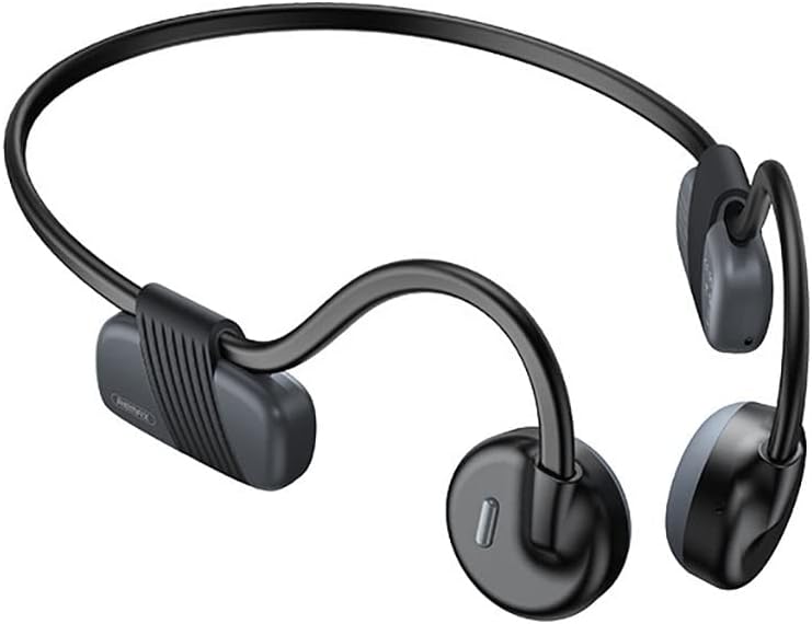 Bluetooth V5.0 Open-Ear Headset Bone Conduction Wireless Earphone HD Stereo Surrounding Sports Earphones Sweat-Resistant One-Touch Simple Operation Skin-Friendly (BH318-Grey)