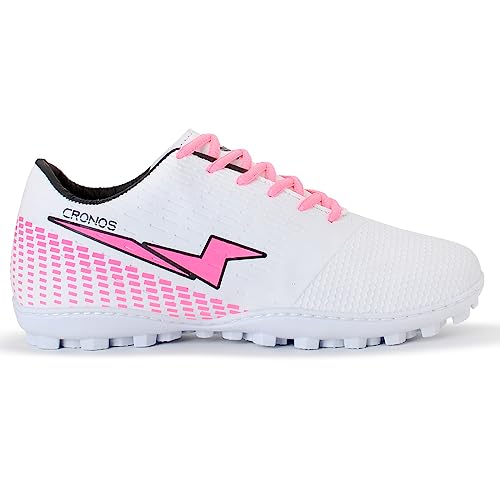 Chuteira Society Grama Sintética Adulto Masculino Feminino Sola Costurada (39, Branco Rosa)