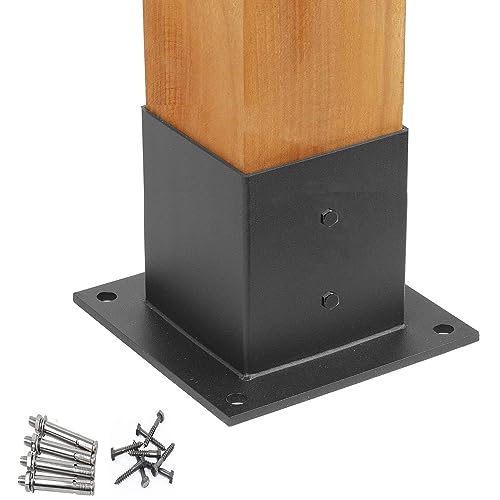 Soporte de Poste para Hormigón y Barandillas en Color Negro de 3,5 x 3,5 Pulgadas