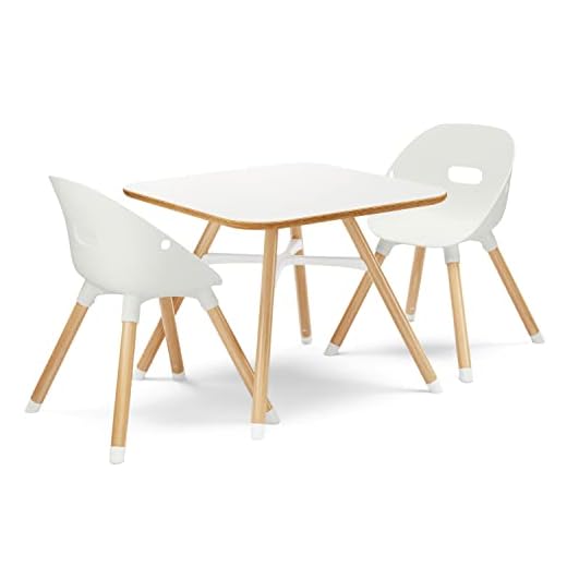Lalo The Play Kit - Kids Table & Chairs Set with Sustainably Sourced Wood Table & 2 Non-Toxic Bucket Seat Chairs - Safe & Comfortable - Coconut/Coconut