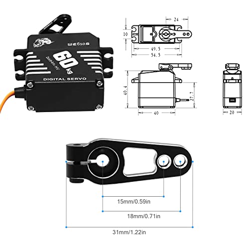 Woaeiuos WO-020 Baja Servo 60Kg Rc Digital Servo, 8.4V Waterproof Full Metal Servo For 1/10 1/8 1/5 Redcat Hpi Baja 5B Ss Rc Car Rc Crawler Robot Boat thumb #1