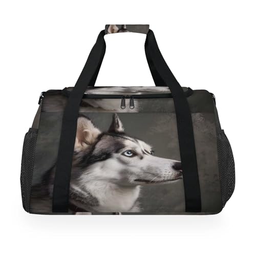 Cool Husky Dog Travel Duffle Bag, Waterproof Weekender Overnight Bag Carry On Tote Bags for Women Men, Hospital Bag for Labor and Delivery