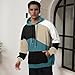 XIAOYAO Men's Fashion Hoodies Techwear Color Block Long Sleeve Sweatshirts Unisex Lightweight Colourful Hoodie Pullover Black Khaki