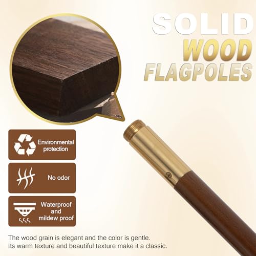 FRF FLAG 2 PCS Presidential Deluxe Indoor American Flag Pole Set - 8 FT Solid Oak Wood Flagpole with Gold Fringed 3x5 US Flag, Metal Eagle Topper, Heavy Duty Stand & Cord Tassel - for Office, School by FRF FLAG - Used condition - Image 6