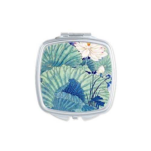 Miroir de poche lotus de style peinture chinoise classique carrée