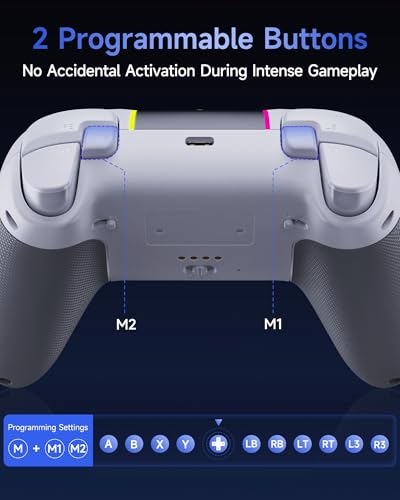 Image of EasySMX X05Pro Wireless PC Gaming Controller with Smart Charging Dock - Full Quiet Buttons, Dual-Stage Linear Triggers, 8-Way D-Pad, Programmable Buttons, Hall Effect Joysticks, 1000mAh Long Battery Life, 1000Hz Polling Rate, Compatible with PC /Switch /Android /iOS, White.