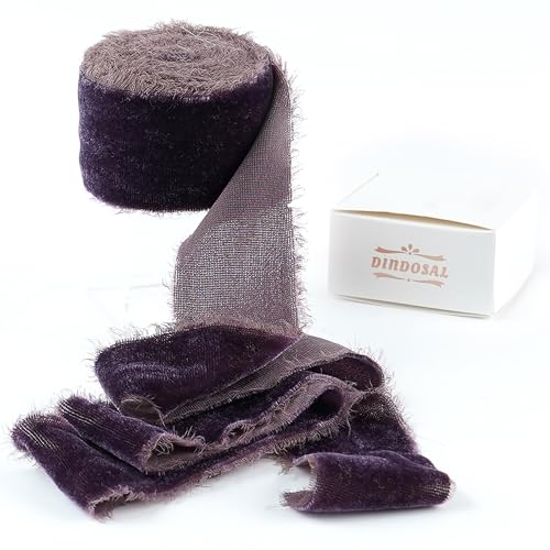 DINDOSAL Plum Velvet Ribbon 1.5 Inch, Mauve Purple...