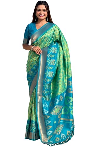 SGF11 Women's Kanjivaram Patola Soft Pure Silk Sarees With Unstitched Blouse Piece product image 11