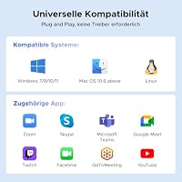 UGREEN FineCam 1080P, Fixfokus, Dual-Mikrofon, Face AE, Objektivdeckel – Ansicht 7