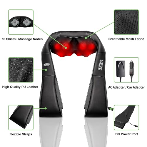 Image of cotsoco Neck Massager, Shiatsu Shoulder and Back Neck Massager with Heat, Neck Massager Pillow for Neck for Body Muscle Pain Relief, Neck Massager Gifts for Mom Dad Women Men, Home, Office Car Use