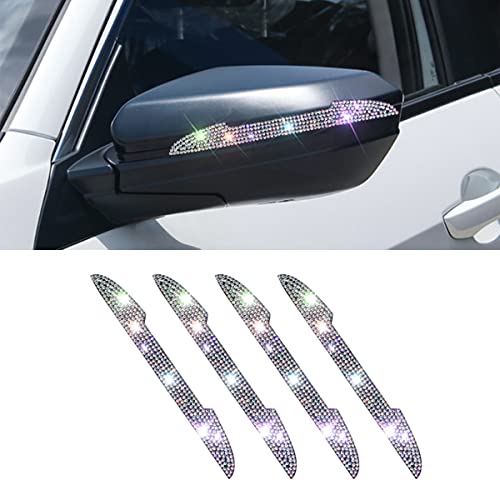 4 PCS Bling Rhinestone Car Door Handle Scratch Protector, Universal for All Cars, Vehicles, SUVs, Car Side Rearview Mirror, Car Door Edge Guard, Car Exterior Accessories for Women Men (Multicolor)