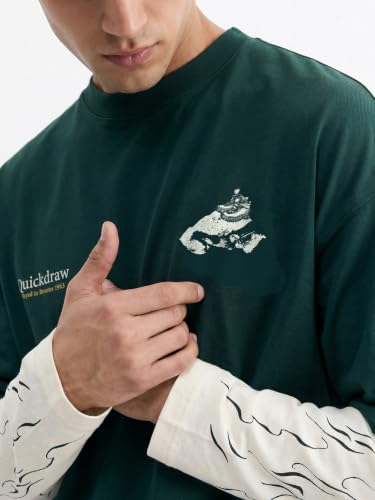 crazymonk Forest Drift Oversized Full Sleeve T-Shirt - Bottle Green & - Image 5