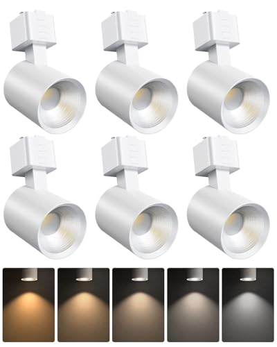 ALAMPEVER 6 Pack LED Track Lighting Heads, Dimmable H Type LED Track Lights with 5 Selectable Color Temperatures, 2700K/3000K/3500K/4000K/5000K, 10W, 800LM, 36°, Ideal for Home Commercial Use, White