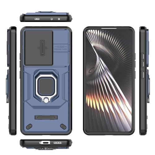 Image of Thermoplastic Polyurethane Camshield Pro Case With Slide Camera Protection And Ring Stand Bumper Back Case Cover For Mi Redmi Turbo 3 5G (Blue)