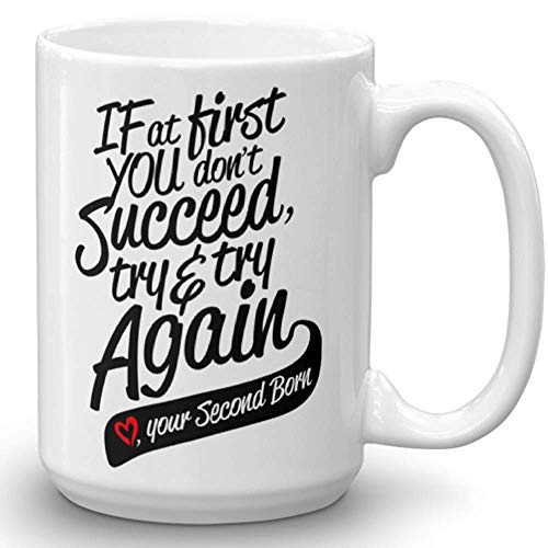 If at First You donâ€™t Succeed, try and try Again Gift Mug - Gifts for Mom - Novelty Birthday Gift For Parents - Gag Mother's Day Present Idea From Wife, Daughter, Son, Kids - 15 Fl. Oz White
