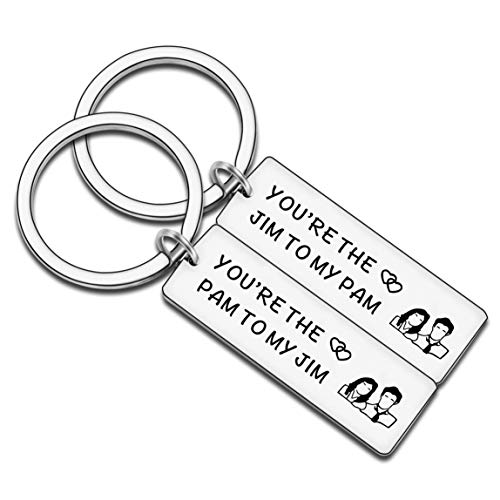 JMIMO The Office Gifts - Juego de llaveros para parejas, bonito regalo con texto en inglés 'You're The Jim to My Pam' para ella, él, novio, novia, esposa, marido, plata, Talla única