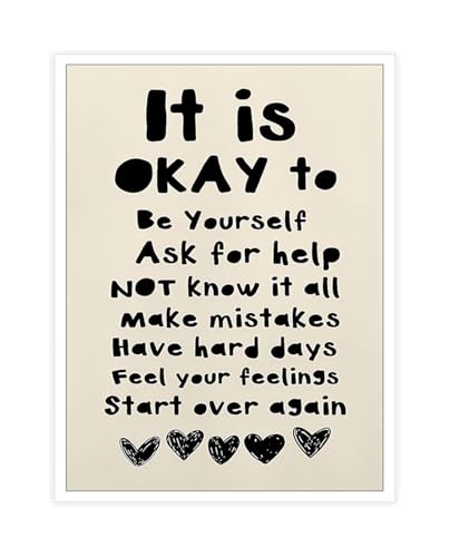 AZPAAAIH Inspirational Wall-Art For Counseling Office Motivational It Is Okay To Be Yourself Quote Print Minimalist Room Decor(F